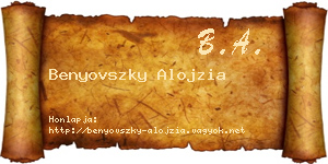 Benyovszky Alojzia névjegykártya